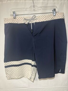 BYLT Men's Navy and White Polka Dot Coastal Board Shorts